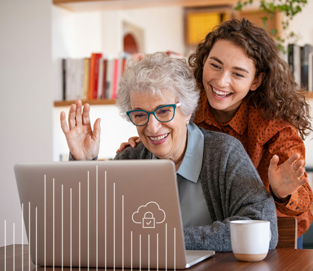 Family at home accessing government service