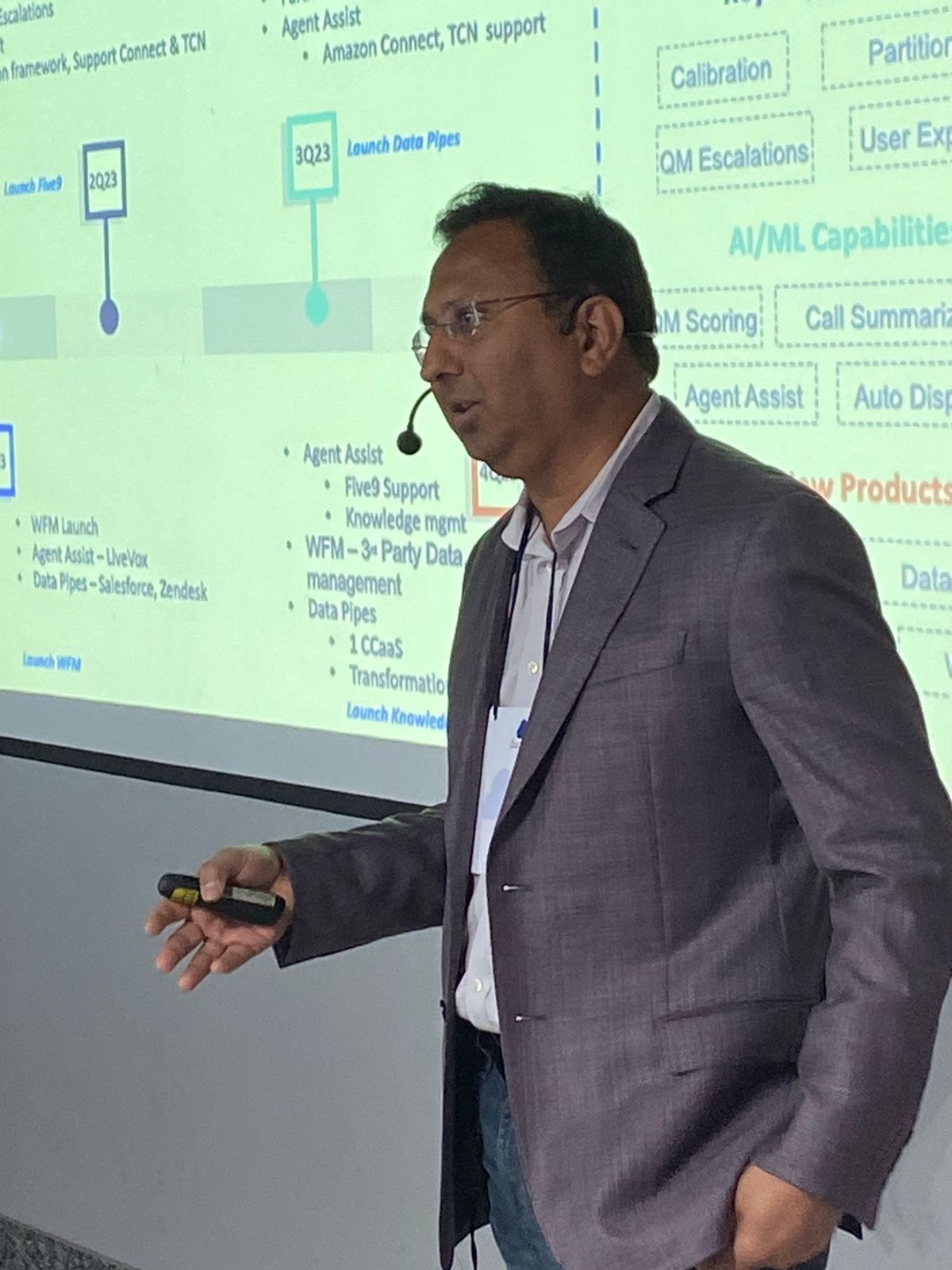 Presenter explaining AI and analytics concepts